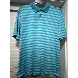 IZOD‎ Golf  Stretch Mens Size M Short Sleeve Polo Shirt Teal Striped Top